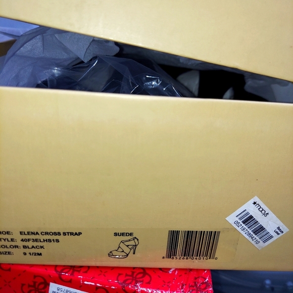 NIB MICHAEL Michael Kors Black sz 9.5 ELENA Cross Strap Platform Heels - Picture 7 of 11